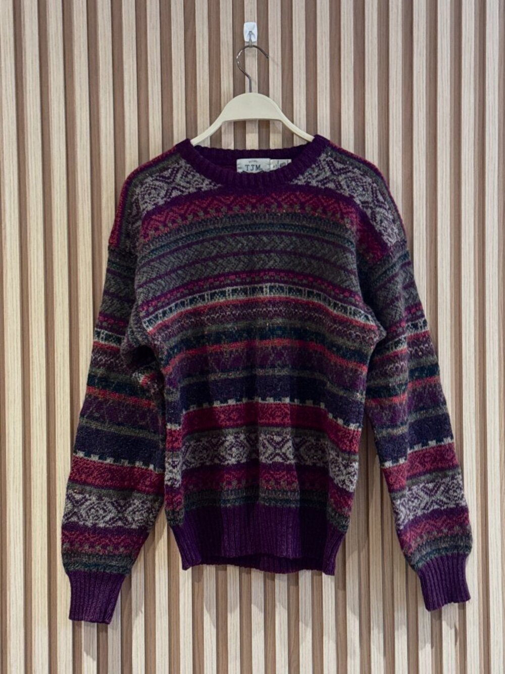 Vintage 100% Pure Wool Fair Isle Knit Sweater | Men's M/Unisex | 90s
